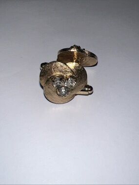 Gold Floral Cufflinks with Clear Crystal Accents